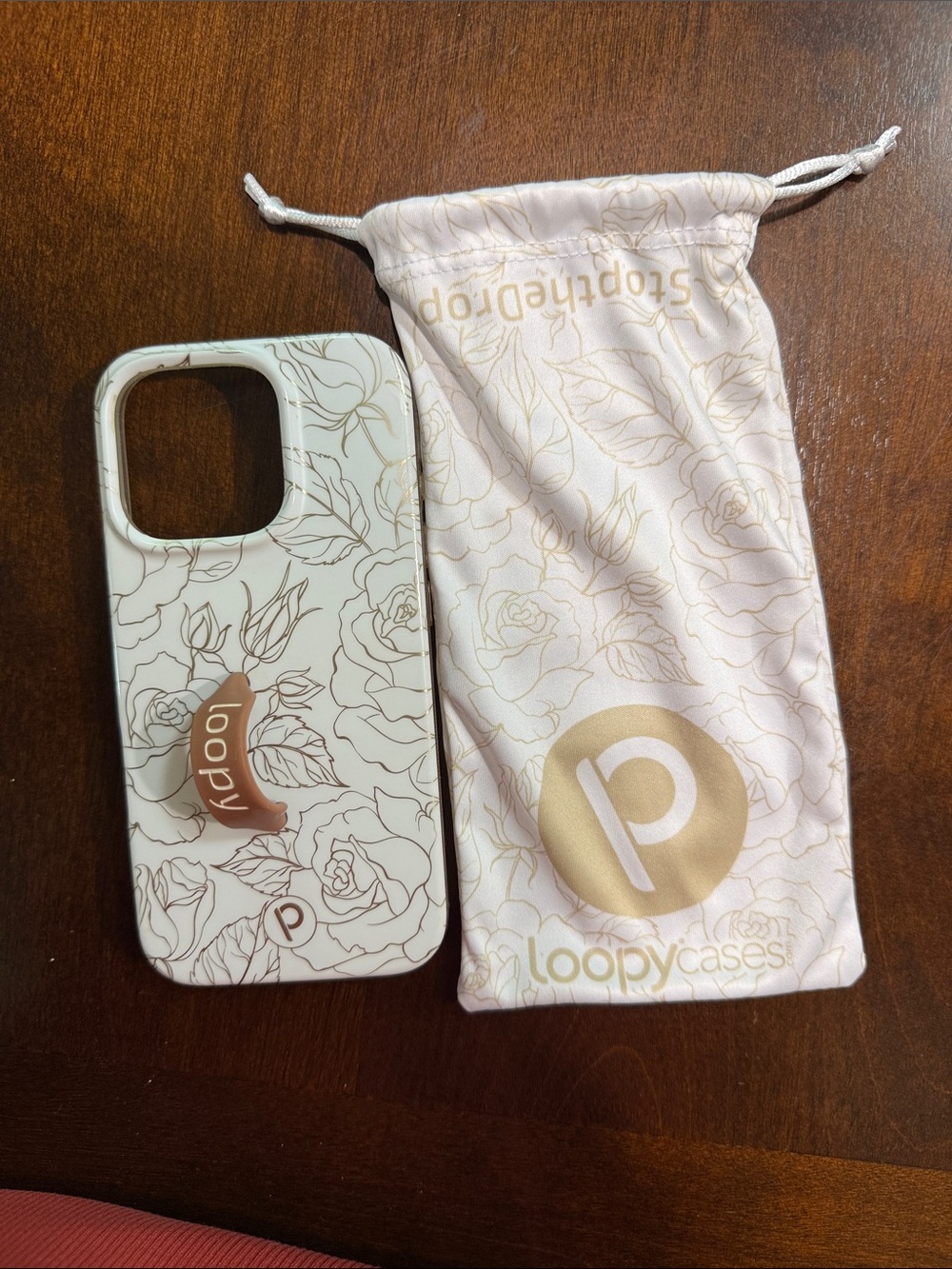 Loopy Case Cream Floral Phone Case with Rose Gold Loop
